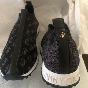 Jimmy Choo Black Patterned Slip-Ons